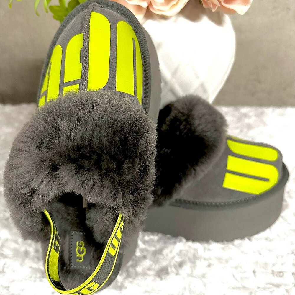 NWT UGG Funkette Chopd Platform Slippers - Size 7
